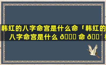 韩红的八字命宫是什么命「韩红的八字命宫是什么 🐋 命 🌴 格」
